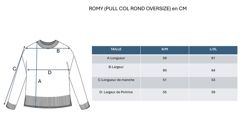 Pull Col Rond Oversize Romy - Bleu Marine - 100% Cachemire Oeko-Tex - Femme