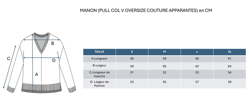 Manon - Creme - 100% Oeko-Tex Cashmere - Oversize V-Neck Sweater with visible stitching Woman