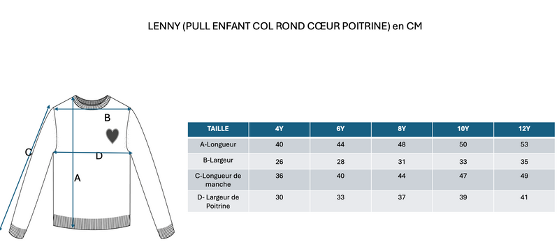 Jersey Lenny Cuello Redondo Pecho - Negro Corazón Rojo - 100% Cachemira Oeko-Tex - Niño