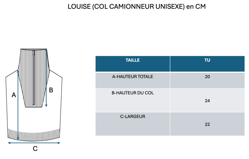 Col Camionneur Louise - Bleu Marine - 100% Cachemire Oeko-Tex - Mixte