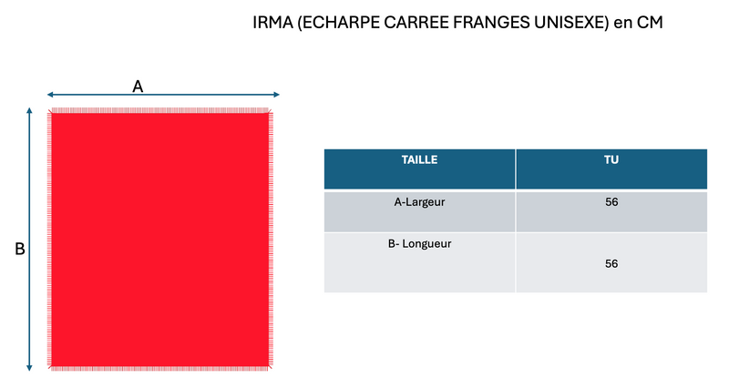 Echarpe Carrée Franges Unisexe Irma - Noir