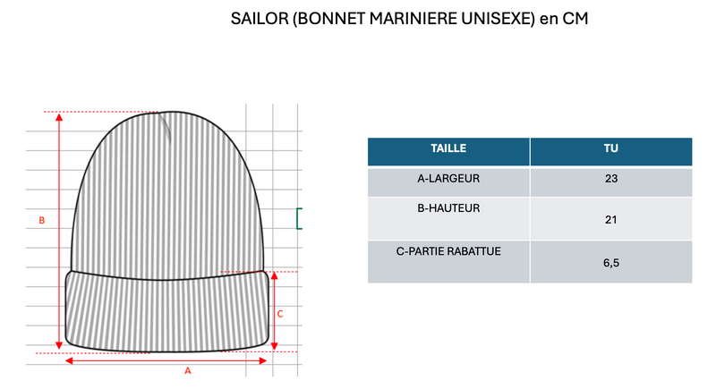 Bonnet Sailor - Blanc Et Bleu Marine - 100% Cachemire Oeko-Tex - Mixte