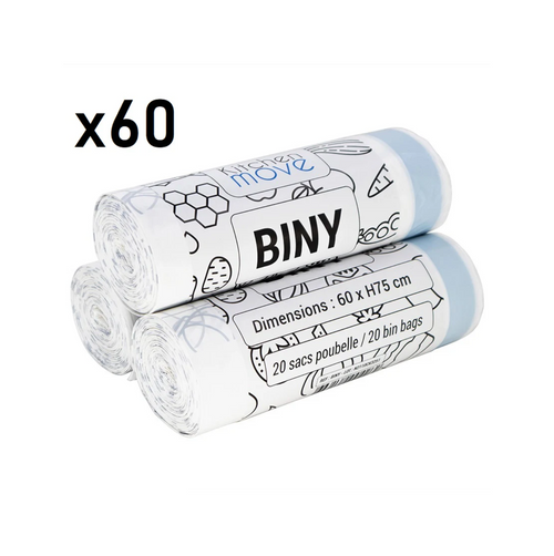 Lot De 60 Sacs Poubelle De 30 À 50L - Blanc