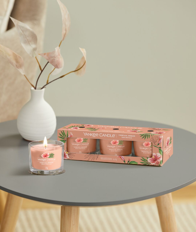 3 Velas Votivas En Vaso - Brisa Tropical