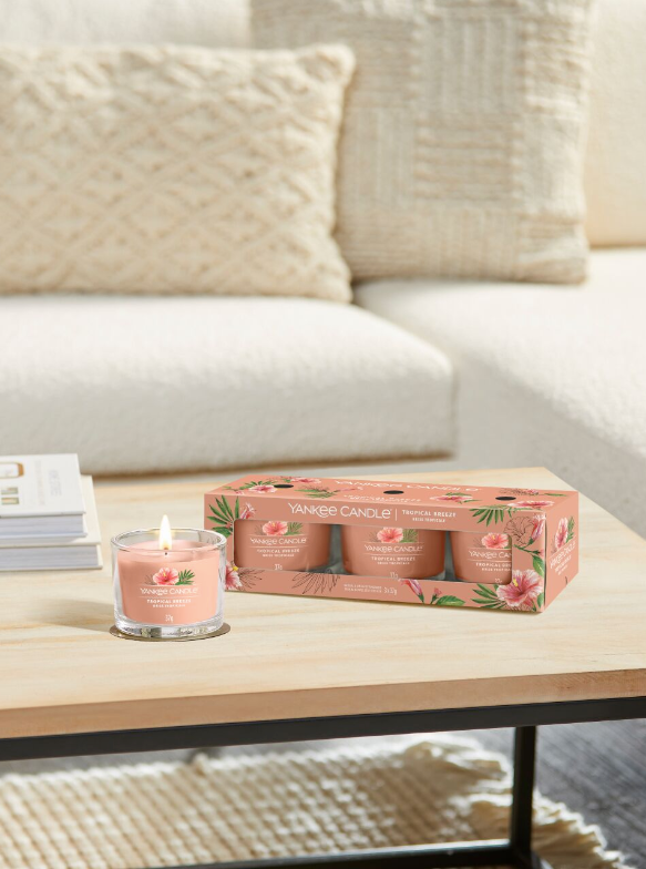 3 Velas Votivas En Vaso - Brisa Tropical
