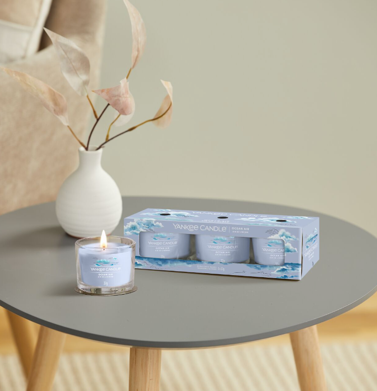 Yankee Candle - 3 Velas Votivas En Vaso - Aire Del Océano