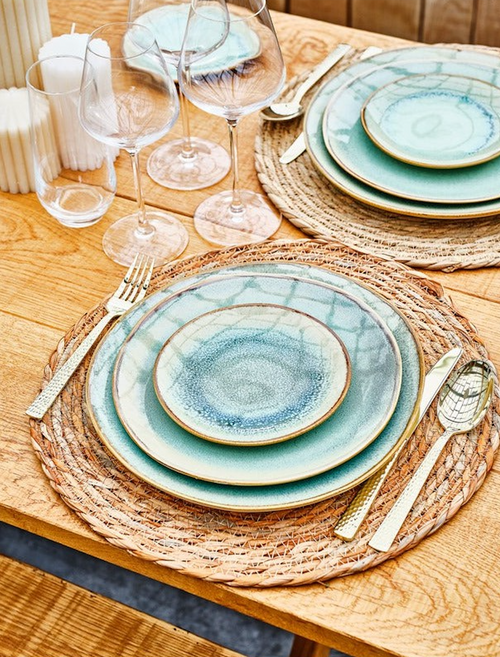 Lot De 6 Assiettes À Pain En Grès - Cobalt - Bleu Vert