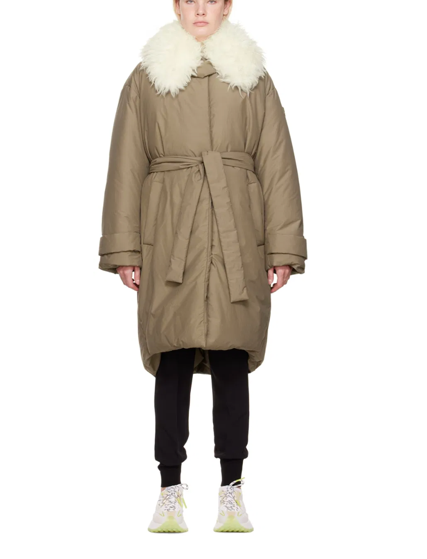 Stella Mc Cartney - Manteau à col en fourrure artificielle - Taupe - Femme