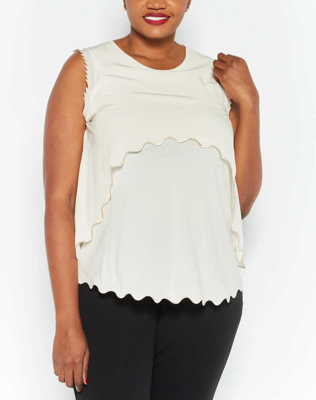 Stella Mc Cartney - Top Lace Sleeve Less - Natural - Mujer