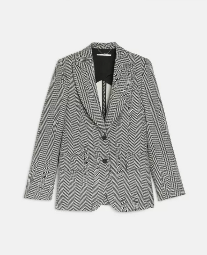 Jacket Glitch Herringbone Coat - Black/White - Femme