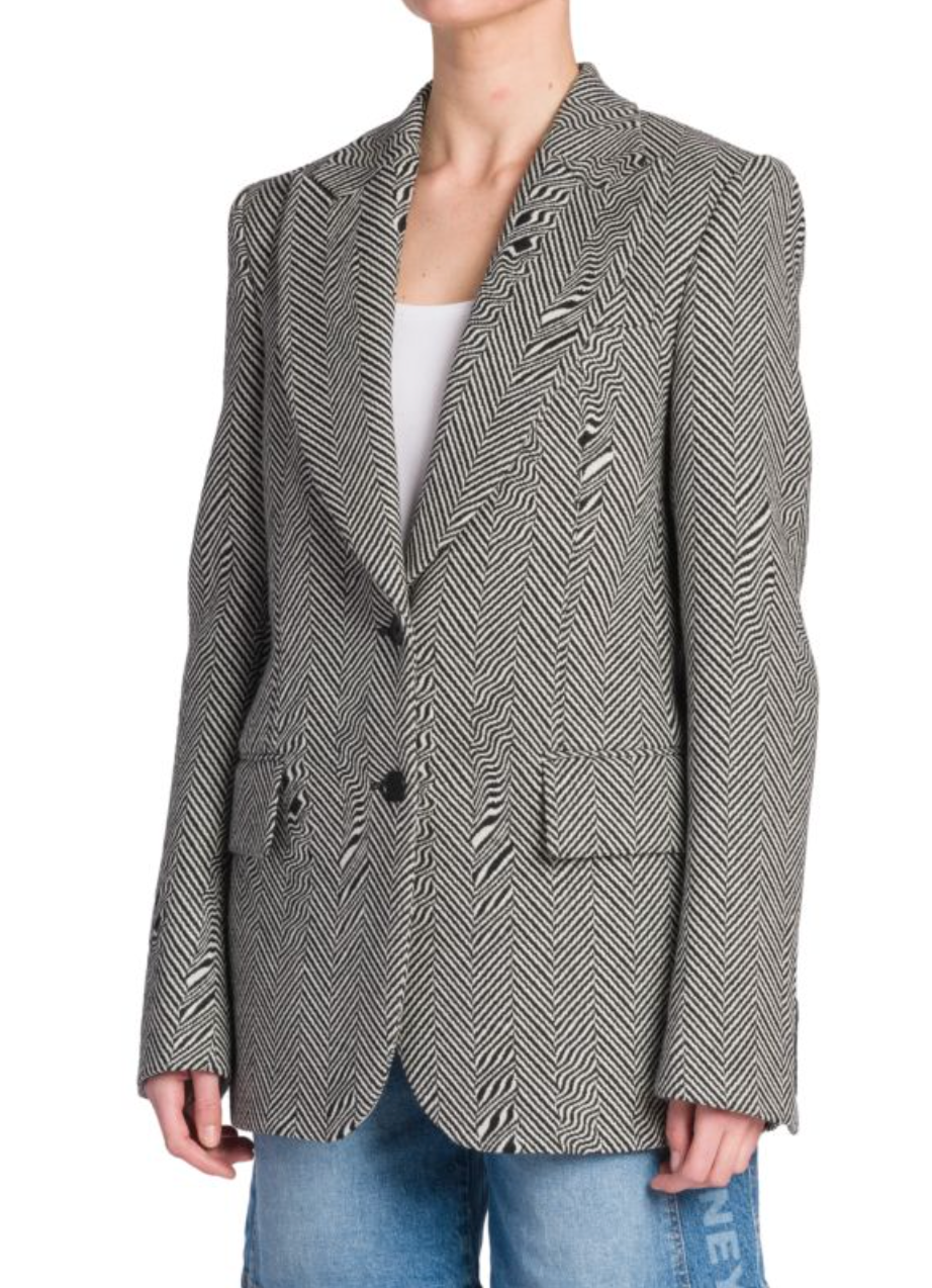 Jacket Glitch Herringbone Coat - Black/White - Femme