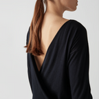 T-Shirt À Manches Longues Avec Effet Cache-Cœur - Navy - Femme
