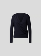 T-Shirt À Manches Longues Avec Effet Cache-Cœur - Navy - Femme