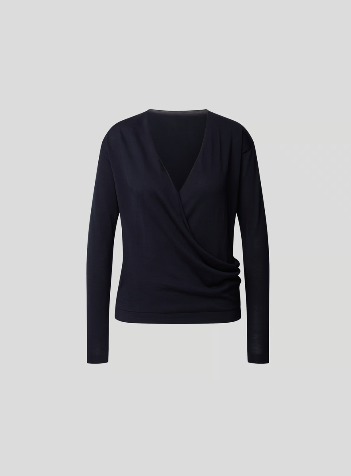 T-Shirt À Manches Longues Avec Effet Cache-Cœur - Navy - Femme