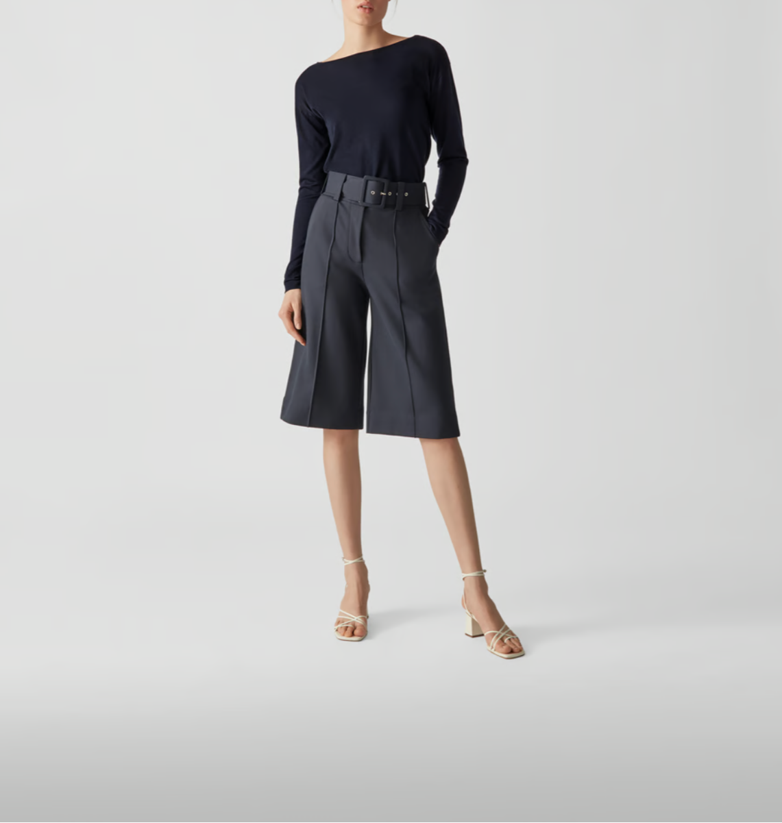 T-Shirt À Manches Longues Avec Effet Cache-Cœur - Navy - Femme