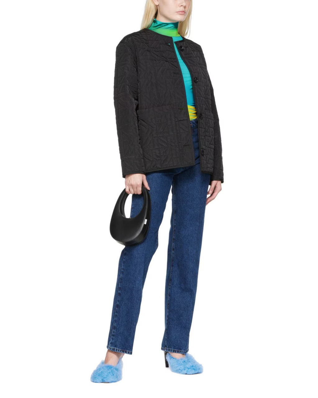 Straight Quilted Jacket - Black - Women