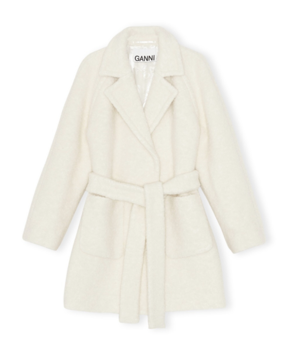 Ganni - Wrap Coat - Egret - Women