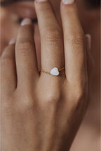 Bague Chaînette Coeur - Nacre