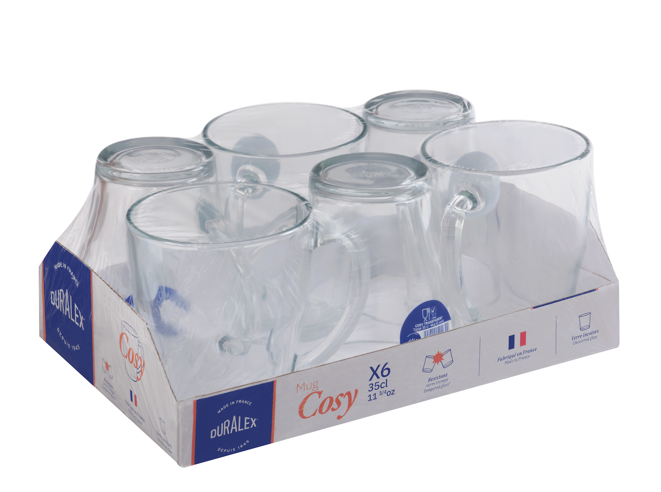 Pack De 6 Mugs Cosy - Transparent - 35Cl