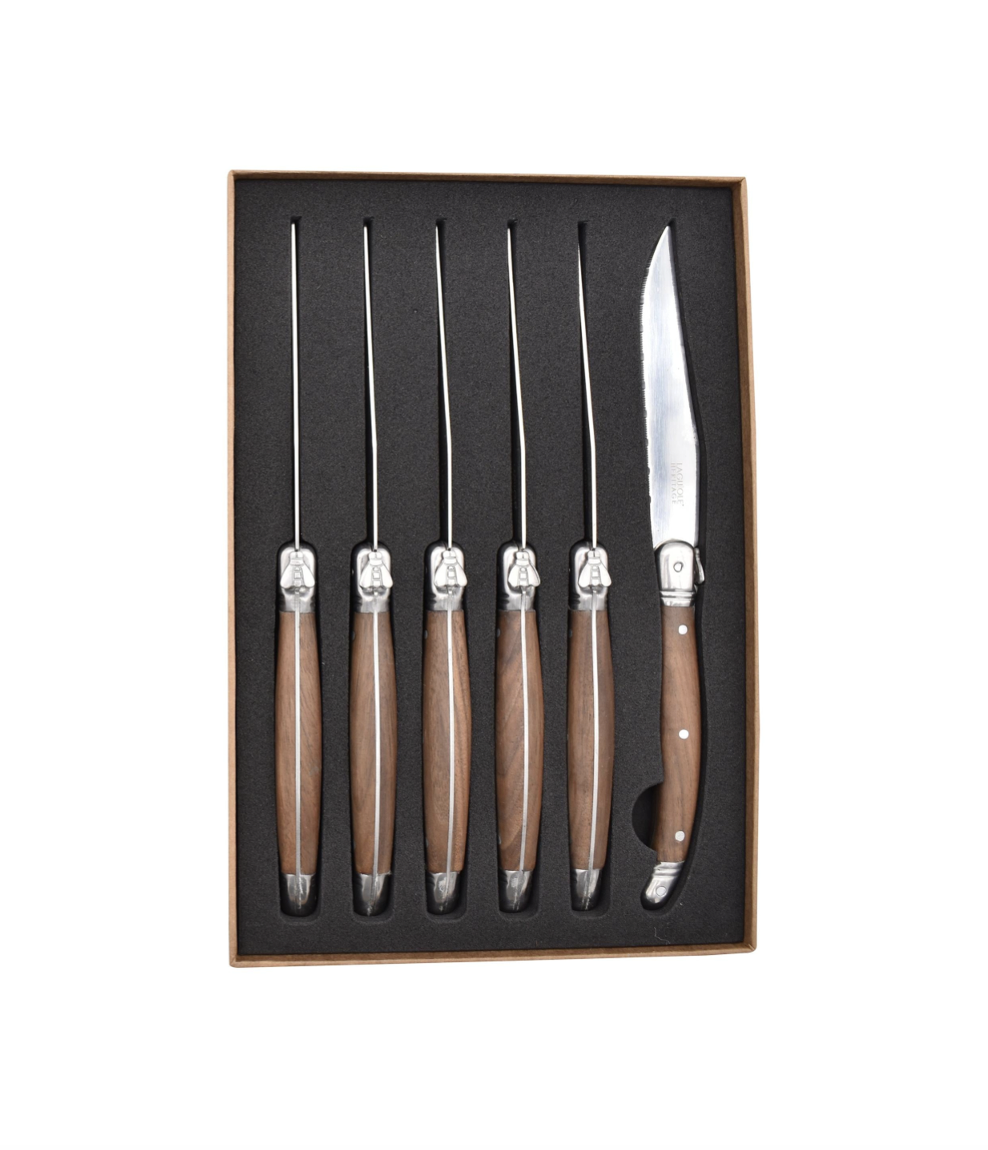Box Of 6 Knives - Walnut Wood - Lg Héritage