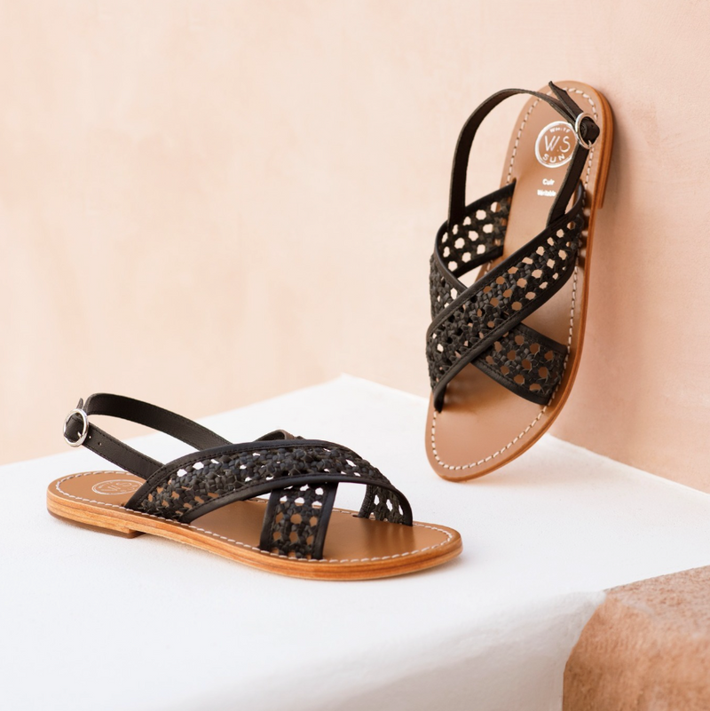 White Sun - Sandales Baishakh - Black Goat Leather  - Black