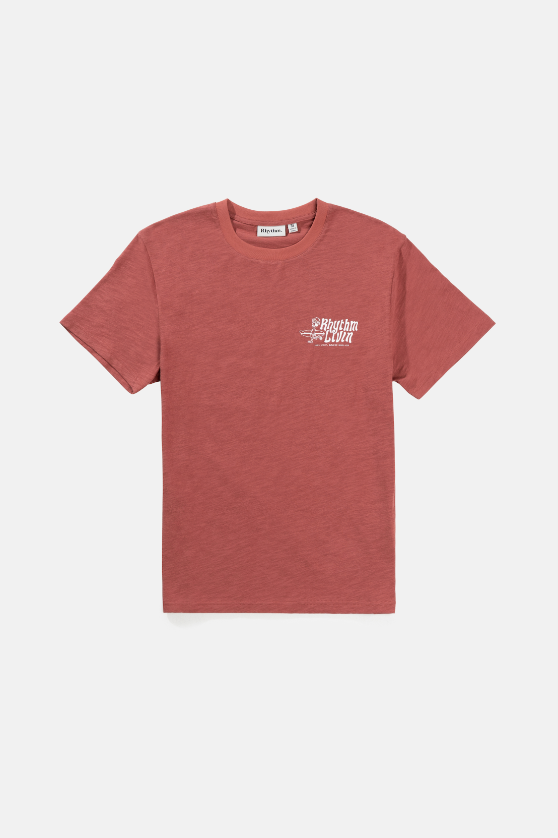 Rhythm - T-Shirt Livin Slub Ss - Vintage Red - Homme