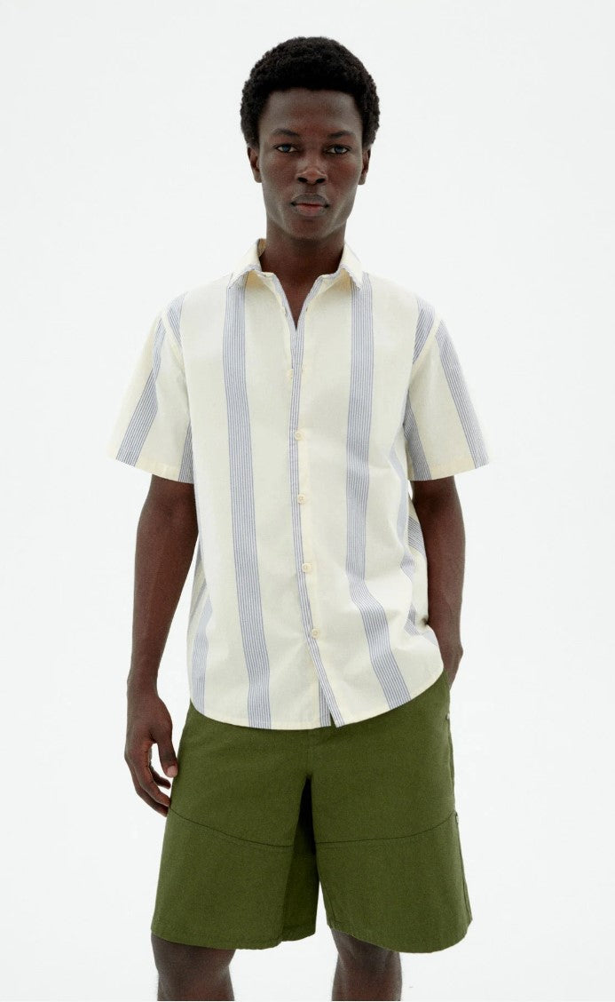 Chemise En Popeline Rayée Bleue Tom