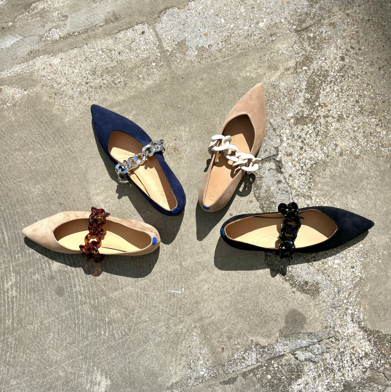 Amédée Chain Pointus Slippers - Suede - Sand - Women