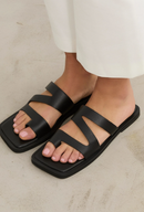 Sandalias planas con lazo - Negro