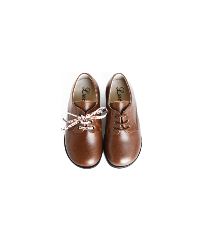 Chaussures Derbies Enfant Resistantes À Lacets Gaël - Cuir Cognac - Mixte