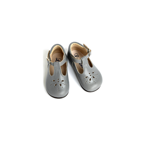Salomé Baby Booties With Aloïs Buckle - Gray Leather - Unisex
