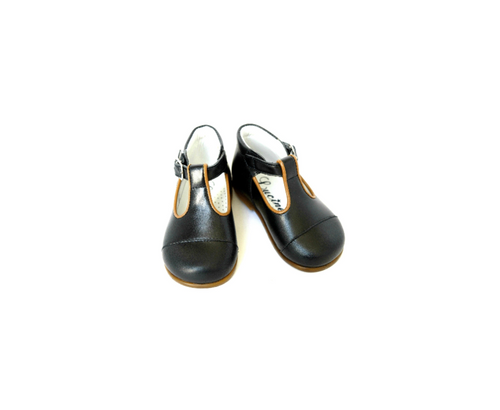 Salomé Baby Shoes With Alexandre Buckle - Navy Blue Leather - Mixed