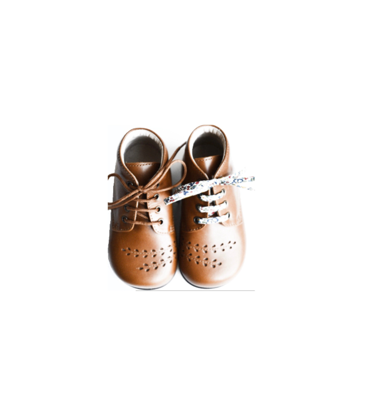 Isis Lace-up Booties Shoes - Camel Leather - Girl