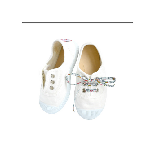 Chaussures Baskets Tennis En Toiles À Lacets Et Élastiques - Blanc - Mixte