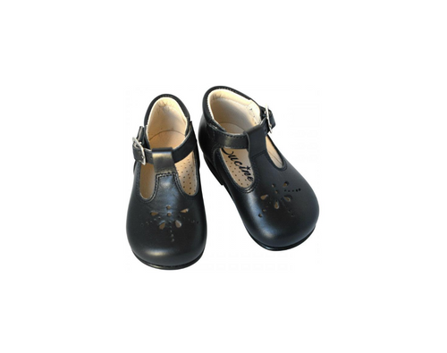 Salomé Baby Booties With Aloïs Buckle - Navy Leather - Unisex
