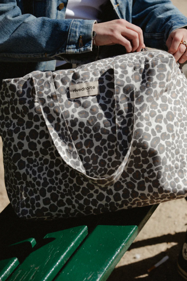 Célestins Le Sac 24 Heures - Polycoton Recyclé Léopard Gris