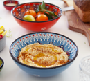 Ceramic Salad Bowl with Handmade Embossed Decoration, Ø 20 cm - Light Blue