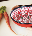 Ceramic Salad Bowl with Handmade Embossed Decoration, Ø 20 cm - Red