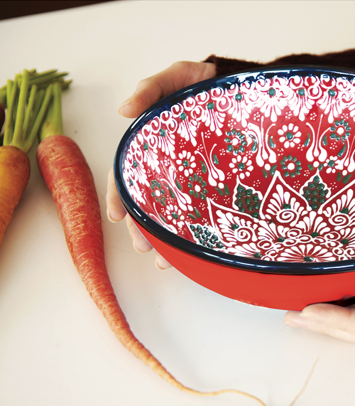 Estambul - Ensaladera con decoración en relieve hecha a mano - Rojo - Cerámica