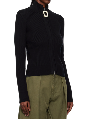 Jw Anderson - Cardigan Fitted Zip Up Black - Femme