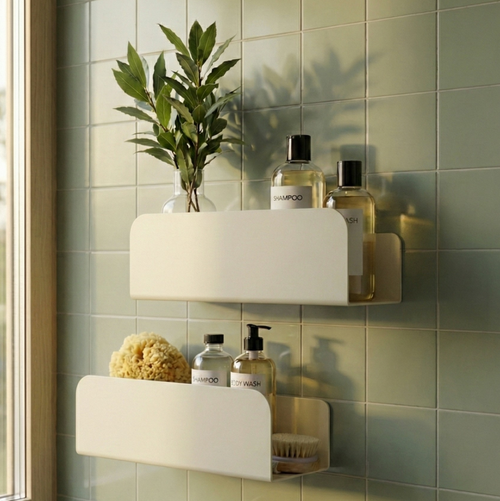 Lot De 2 Étagères De Douche Ressourçant - Crème