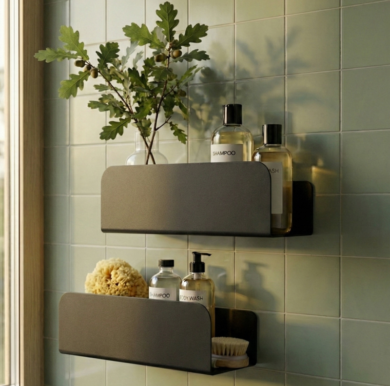 Lot De 2 Étagères De Douche Ressourçant - Noir