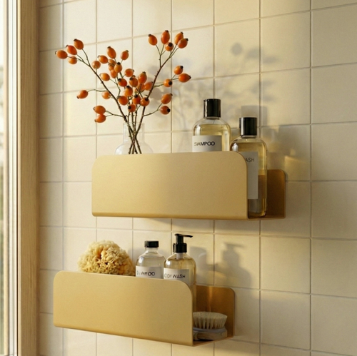 Lot De 2 Étagères De Douche Ressourçant - Ocre