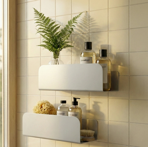 Lot De 2 Étagères De Douche Ressourçant - Gris Perle