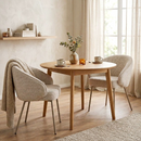 Pia - Conjunto de 2 sillas de tela y patas de metal beige - Beige