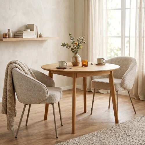 Pia - Lot De 2 Chaises - Tissu & Métal - Beige