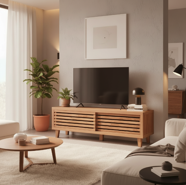 Liam - 2 Door TV Unit - Openwork Slats
