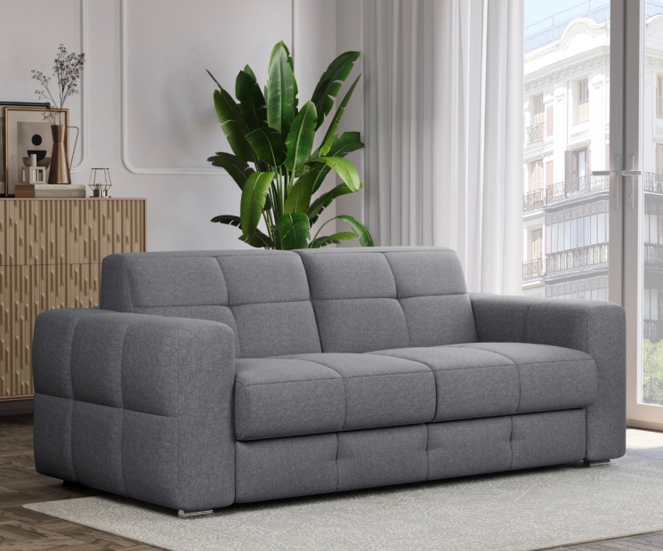 Cameron - Sofá convertible de 3 plazas con apertura Express en tela - Gris