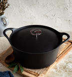 Volcan - Cocotte Ronde - Fonte De Fer Émaillée Avec Couvercle - 2 Tailles - Noir