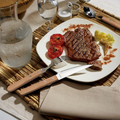 Steak Pizza - Set of 6 Knives and 6 Forks - Wood
